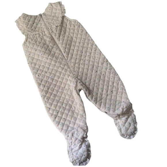 Vintage Quilted Star Print Pastel Footed Romper 3-6 Months - Picture 3 of 5